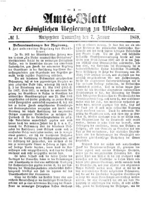 Amtsblatt der Regierung in Wiesbaden (Herzoglich-nassauisches allgemeines Intelligenzblatt) Donnerstag 7. Januar 1869