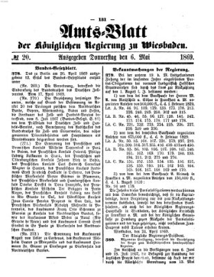 Amtsblatt der Regierung in Wiesbaden (Herzoglich-nassauisches allgemeines Intelligenzblatt) Dienstag 6. April 1869