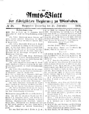 Amtsblatt der Regierung in Wiesbaden (Herzoglich-nassauisches allgemeines Intelligenzblatt) Donnerstag 30. September 1869