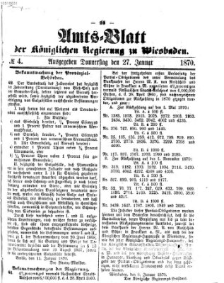 Amtsblatt der Regierung in Wiesbaden (Herzoglich-nassauisches allgemeines Intelligenzblatt) Donnerstag 27. Januar 1870