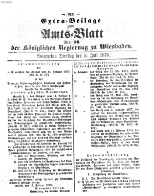 Amtsblatt der Regierung in Wiesbaden (Herzoglich-nassauisches allgemeines Intelligenzblatt) Dienstag 5. Juli 1870