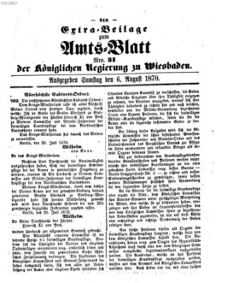 Amtsblatt der Regierung in Wiesbaden (Herzoglich-nassauisches allgemeines Intelligenzblatt) Samstag 6. August 1870