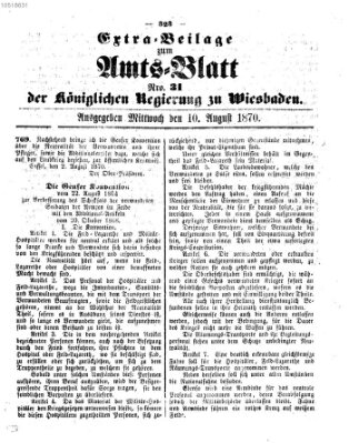 Amtsblatt der Regierung in Wiesbaden (Herzoglich-nassauisches allgemeines Intelligenzblatt) Mittwoch 10. August 1870