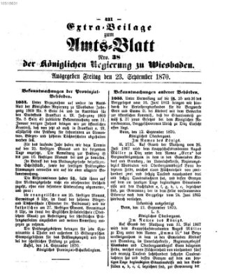 Amtsblatt der Regierung in Wiesbaden (Herzoglich-nassauisches allgemeines Intelligenzblatt) Freitag 23. September 1870