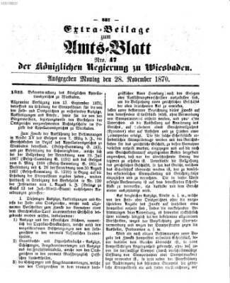 Amtsblatt der Regierung in Wiesbaden (Herzoglich-nassauisches allgemeines Intelligenzblatt) Montag 28. November 1870