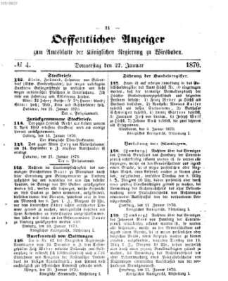 Amtsblatt der Regierung in Wiesbaden (Herzoglich-nassauisches allgemeines Intelligenzblatt) Donnerstag 27. Januar 1870