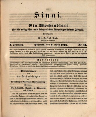 Sinai Montag 6. April 1846