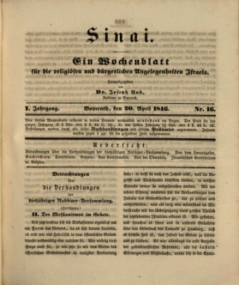 Sinai Montag 20. April 1846