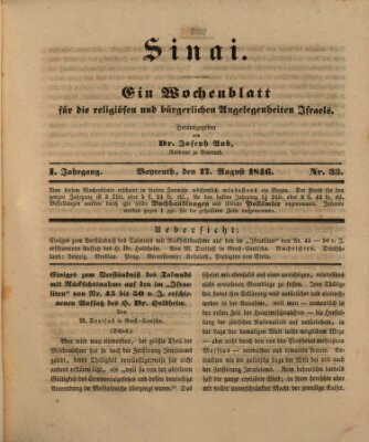 Sinai Montag 17. August 1846