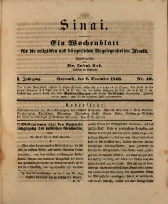 Sinai Montag 7. Dezember 1846