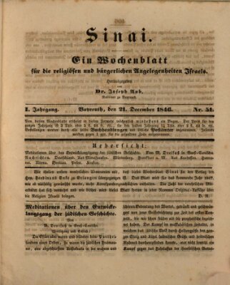 Sinai Montag 21. Dezember 1846