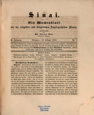 Sinai Sonntag 14. Februar 1847