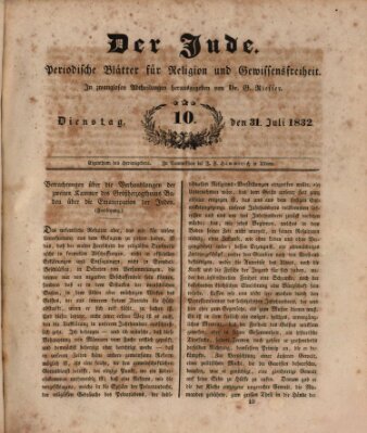 Der Jude Dienstag 31. Juli 1832