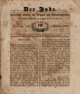 Der Jude Freitag 7. September 1832