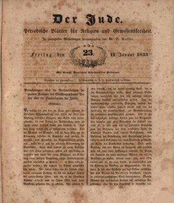 Der Jude Freitag 11. Januar 1833