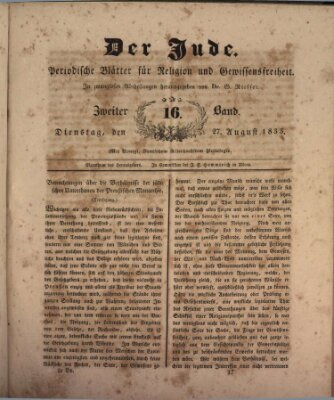 Der Jude Dienstag 27. August 1833