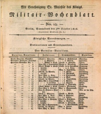 Militär-Wochenblatt Samstag 5. Oktober 1816