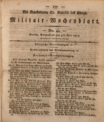 Militär-Wochenblatt Samstag 3. Mai 1817