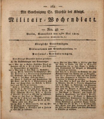 Militär-Wochenblatt Samstag 24. Mai 1817