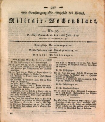 Militär-Wochenblatt Samstag 12. Juli 1817