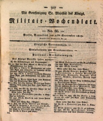 Militär-Wochenblatt Samstag 27. September 1817