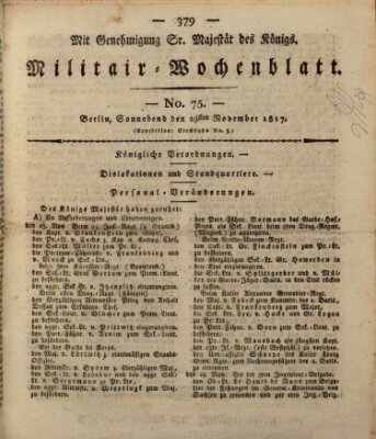 Militär-Wochenblatt Samstag 29. November 1817