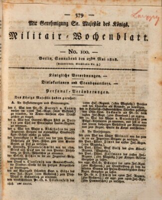 Militär-Wochenblatt Samstag 23. Mai 1818