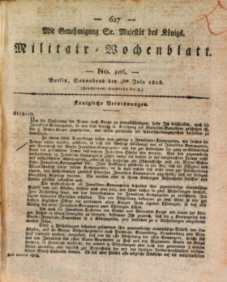 Militär-Wochenblatt Samstag 4. Juli 1818