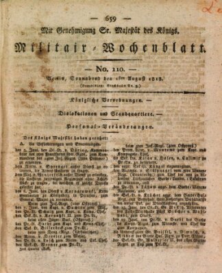 Militär-Wochenblatt Samstag 1. August 1818