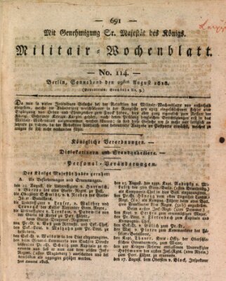 Militär-Wochenblatt Samstag 29. August 1818