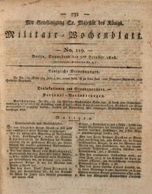 Militär-Wochenblatt Samstag 3. Oktober 1818