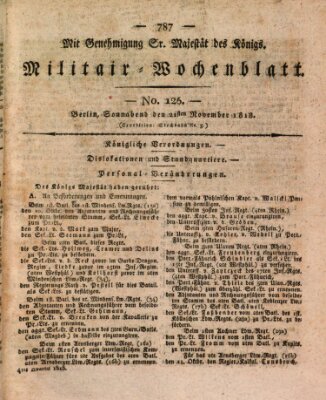 Militär-Wochenblatt Samstag 21. November 1818