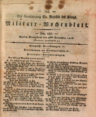 Militär-Wochenblatt Samstag 28. November 1818