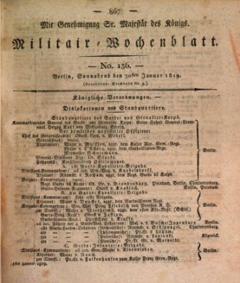 Militär-Wochenblatt Samstag 30. Januar 1819