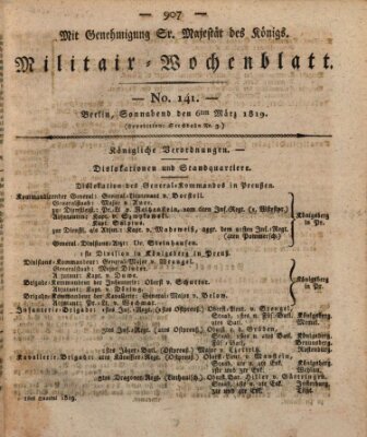 Militär-Wochenblatt Samstag 6. März 1819