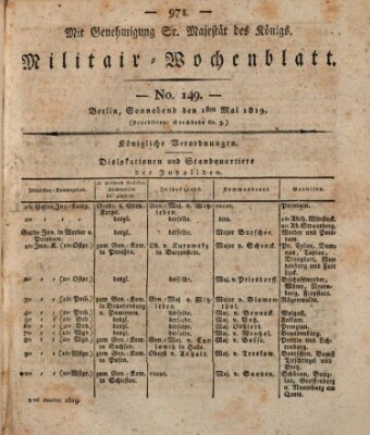 Militär-Wochenblatt Samstag 1. Mai 1819
