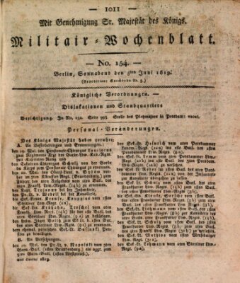 Militär-Wochenblatt Samstag 5. Juni 1819