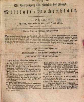 Militär-Wochenblatt Samstag 12. Juni 1819