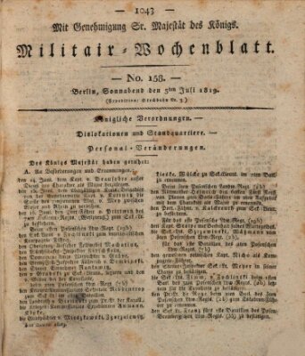 Militär-Wochenblatt Samstag 3. Juli 1819