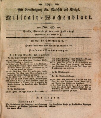 Militär-Wochenblatt Samstag 10. Juli 1819