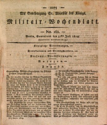 Militär-Wochenblatt Samstag 31. Juli 1819