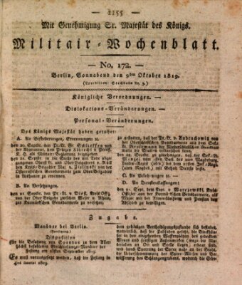 Militär-Wochenblatt Samstag 9. Oktober 1819