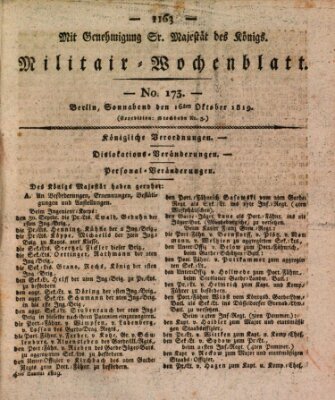 Militär-Wochenblatt Samstag 16. Oktober 1819