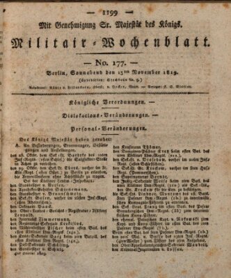 Militär-Wochenblatt Samstag 13. November 1819