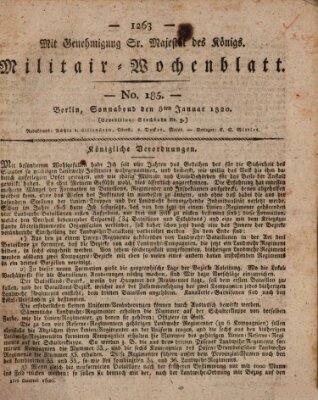 Militär-Wochenblatt Samstag 8. Januar 1820