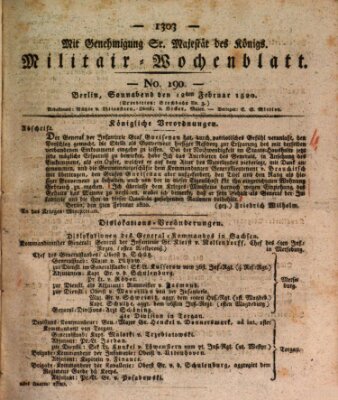 Militär-Wochenblatt Samstag 12. Februar 1820