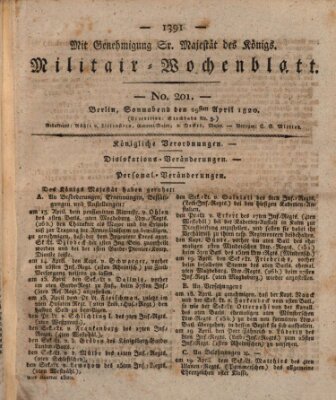 Militär-Wochenblatt Samstag 29. April 1820