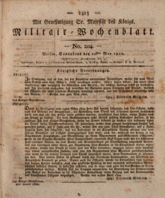 Militär-Wochenblatt Samstag 20. Mai 1820