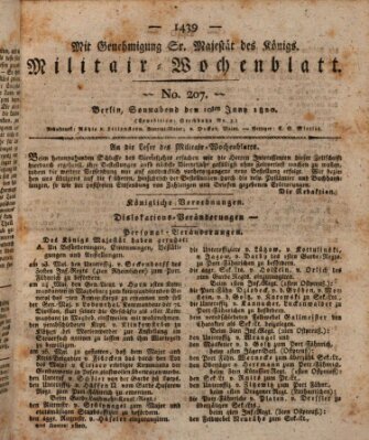 Militär-Wochenblatt Samstag 10. Juni 1820