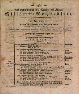 Militär-Wochenblatt Samstag 1. Juli 1820